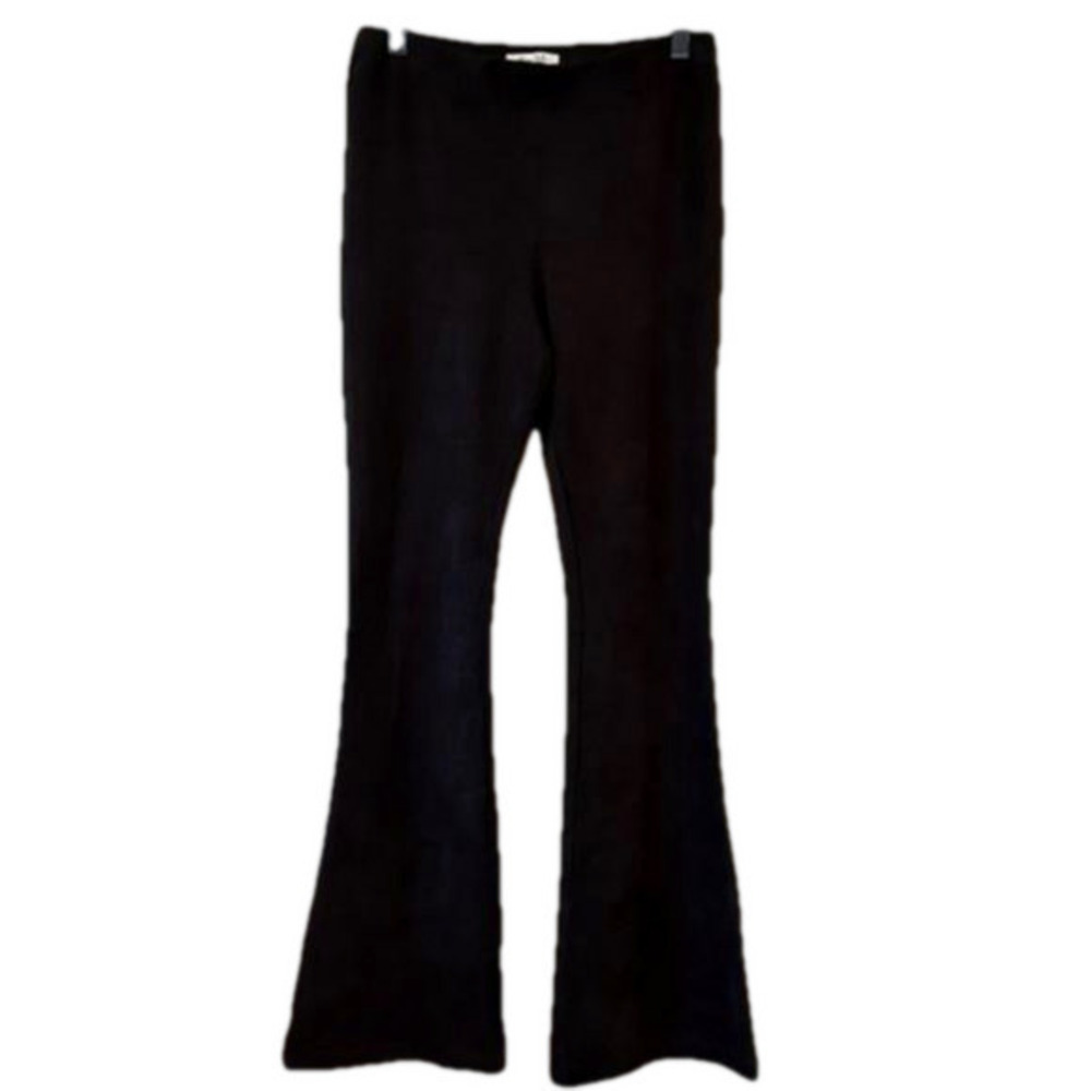 Honey Belle brand pull on faux suede flair legged pants in black size LARGE